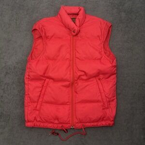 Vintage Eddie Bauer Puffer Vest Mens Small Red Goose Down Full Zip Outerwear